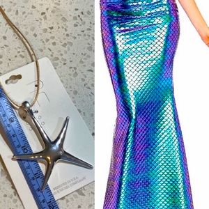 Leg avenue mermaid iridescent costume skirt tail and starfish necklace